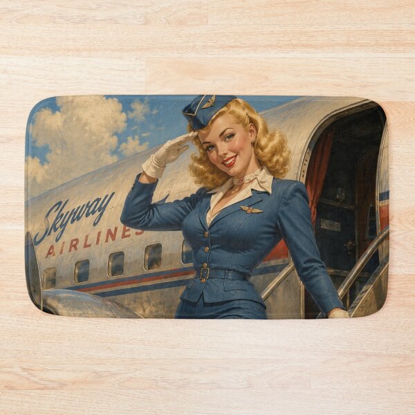Item preview, Vintage Airline Stewardess Pin Up Retro 1950s Aviation Glamour Art designed and sold by MissSaylor.