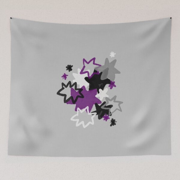 Item preview, Asexual Starry Pride Flag Art | Purple, Black, Gray and White Star Burst Design designed and sold by ghostieking.