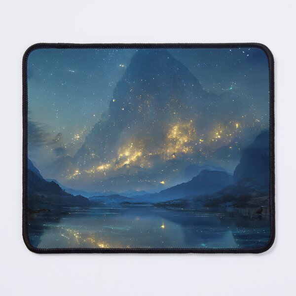 Item preview, starry night sky over a mountain lake designed and sold by wallpapersarts.