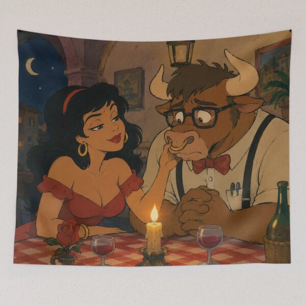 Item preview, Beauty and the Nerd Beast – Funny Romantic Fantasy Art designed and sold by  Hollow Moon Studios..
