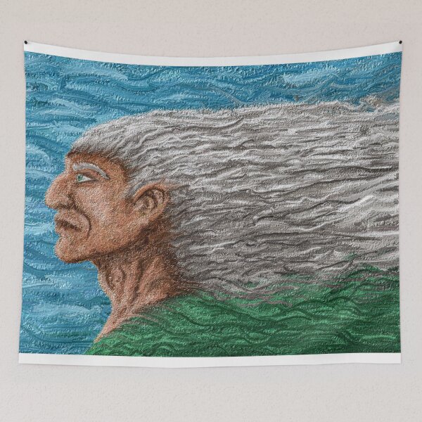 Item preview, Man with Windblown Hair Portrait Textured Painting Poster Art Wise designed and sold by Keltoi-art.