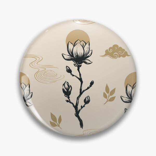 Item preview, Japanese Magnolia Pattern | Neutral Zen Botanical Aesthetic Design designed and sold by MonNoir.