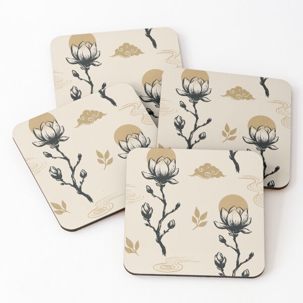 Item preview, Japanese Magnolia Pattern | Neutral Zen Botanical Aesthetic Design designed and sold by MonNoir.