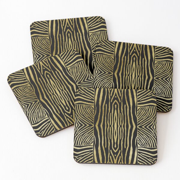 Item preview, Hand drawn black and gold zebra stripes designed and sold by Anne Londez Studio.