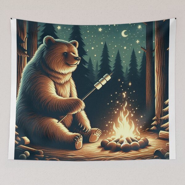 Item preview, Campfire Bear – Cozy Night Art designed and sold by Dogandesighn.