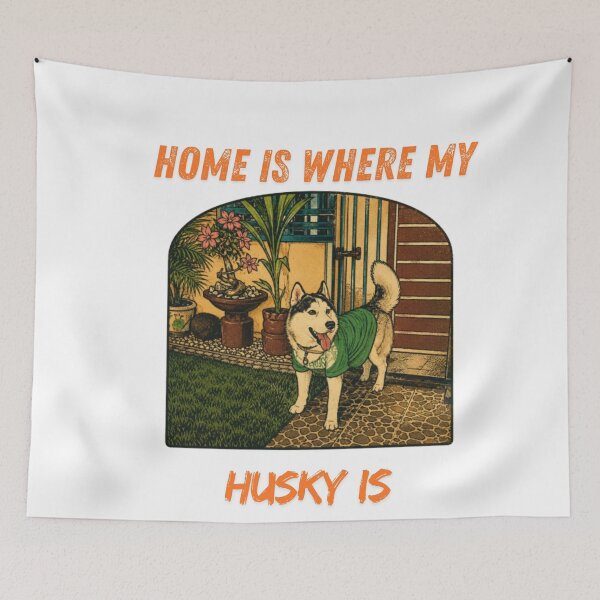 Item preview, Home Is Where My Husky Is Vintage Cartoon Shirt | Cute Siberian Husky Dog Lover Retro Graphic Tee designed and sold by pawfectdesign18.