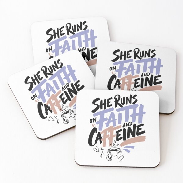Item preview, She Runs On Faith And Caffeine Christian Woman Art designed and sold by IslandTyped.
