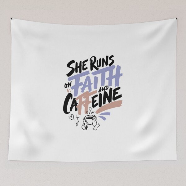 Item preview, She Runs On Faith And Caffeine Christian Woman Art designed and sold by IslandTyped.