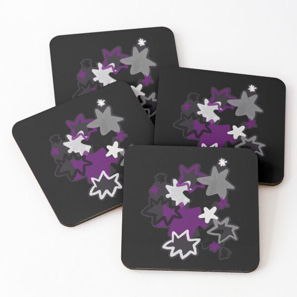 Item preview, Asexual Starry Pride Flag Art | Purple, Black, Gray and White Star Burst Design in Black Background designed and sold by ghostieking.