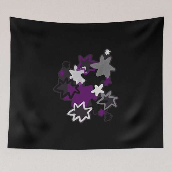 Item preview, Asexual Starry Pride Flag Art | Purple, Black, Gray and White Star Burst Design in Black Background designed and sold by ghostieking.