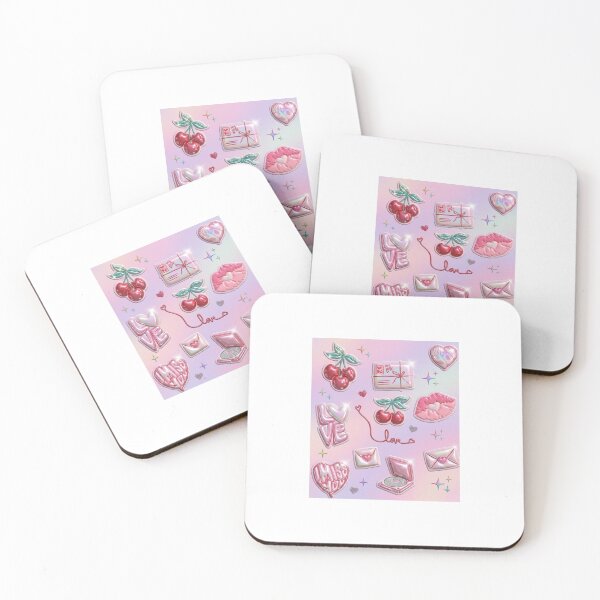 Item preview, Cute Pink 3D Puff Cherry and Love Letter Sticker Pack designed and sold by NinaVibeStudio.