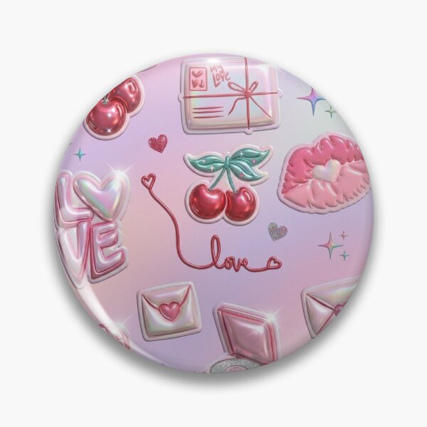 Item preview, Cute Pink 3D Puff Cherry and Love Letter Sticker Pack designed and sold by NinaVibeStudio.
