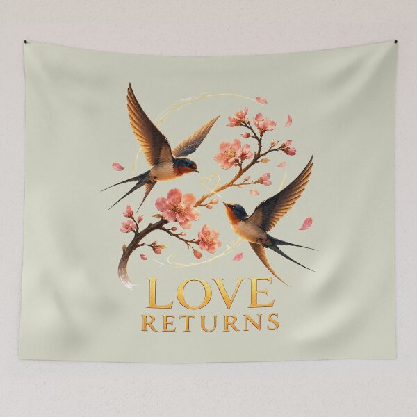 Item preview, Love Returns, Romantic Swallow Bird Design, Elegant Spring Love Artwork designed and sold by JagrDesigns.