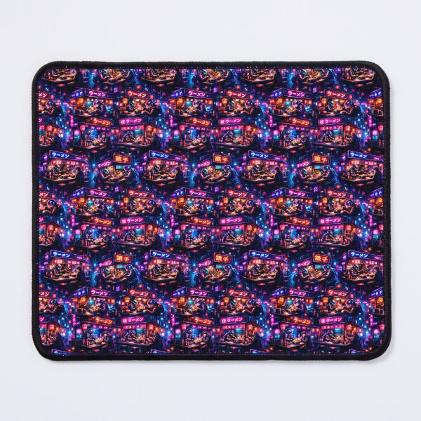 Item preview, Cyberpunk street food market with ramen pattern designed and sold by elopezstock.