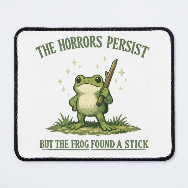 Item preview, Funny Frog Meme The Horrors Persist Cute Frog Shirt designed and sold by Region.