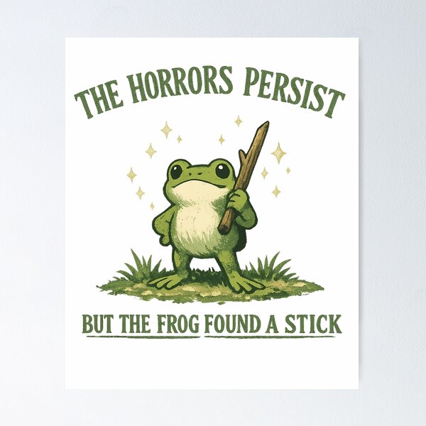 Item preview, Funny Frog Meme The Horrors Persist Cute Frog Shirt designed and sold by Region.