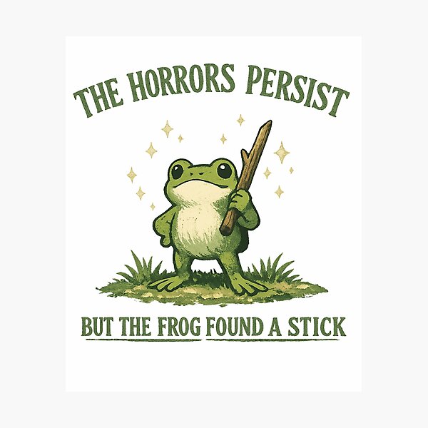 Item preview, Funny Frog Meme The Horrors Persist Cute Frog Shirt designed and sold by Region.