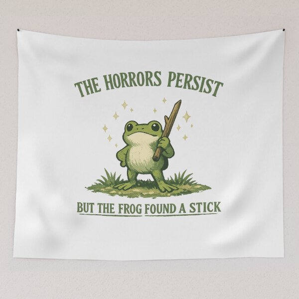 Item preview, Funny Frog Meme The Horrors Persist Cute Frog Shirt designed and sold by Region.