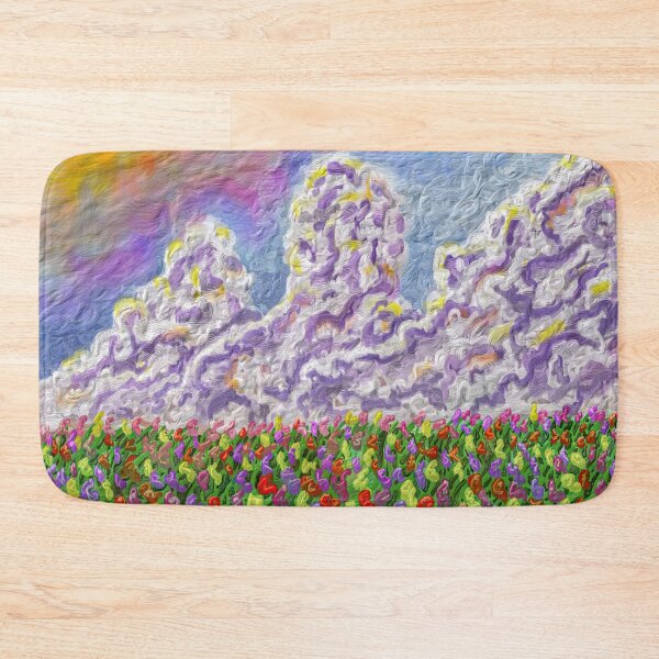 Item preview, Field of Colorful Tulips, Clouds, Textured Painting, Spring Art designed and sold by Keltoi-art.