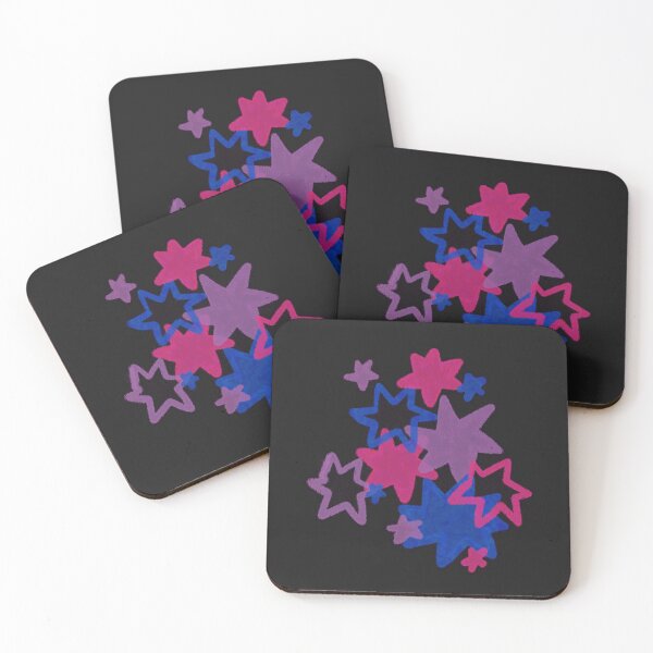 Item preview, Bisexual Starry Pride Flag Art | Purple, Blue and Pink Star Burst Design in Black Background designed and sold by ghostieking.