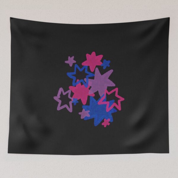 Item preview, Bisexual Starry Pride Flag Art | Purple, Blue and Pink Star Burst Design in Black Background designed and sold by ghostieking.