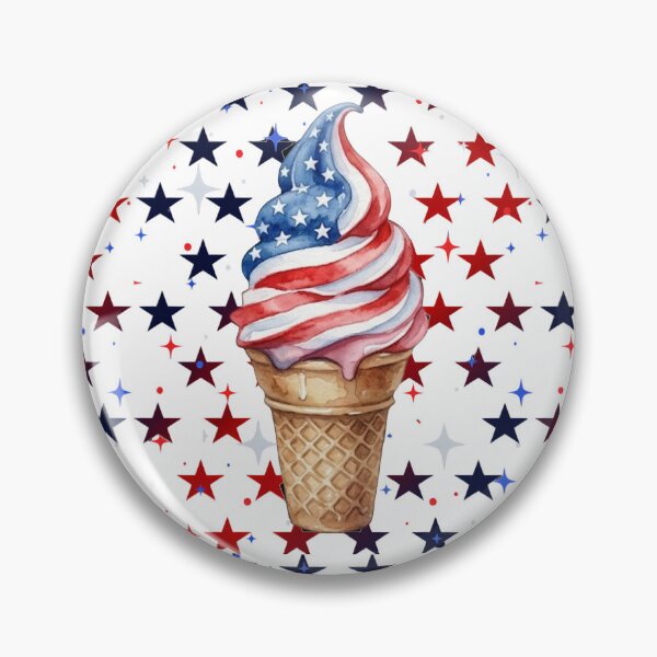 Item preview, Patriotic Ice Cream Cone USA Flag Watercolor Red White and Blue Stars 4th of July Summer designed and sold by VibranPalette.