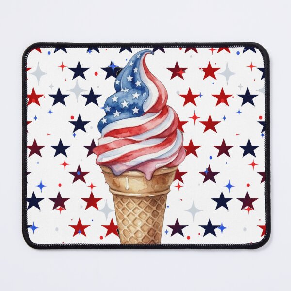 Item preview, Patriotic Ice Cream Cone USA Flag Watercolor Red White and Blue Stars 4th of July Summer designed and sold by VibranPalette.