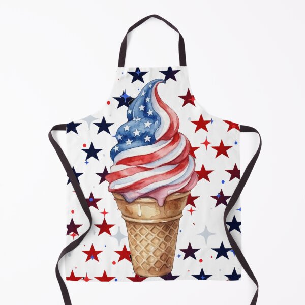 Item preview, Patriotic Ice Cream Cone USA Flag Watercolor Red White and Blue Stars 4th of July Summer designed and sold by VibranPalette.
