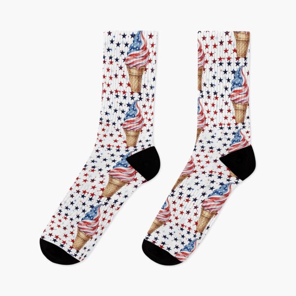 Item preview, Patriotic Ice Cream Cone USA Flag Watercolor Red White and Blue Stars 4th of July Summer designed and sold by VibranPalette.