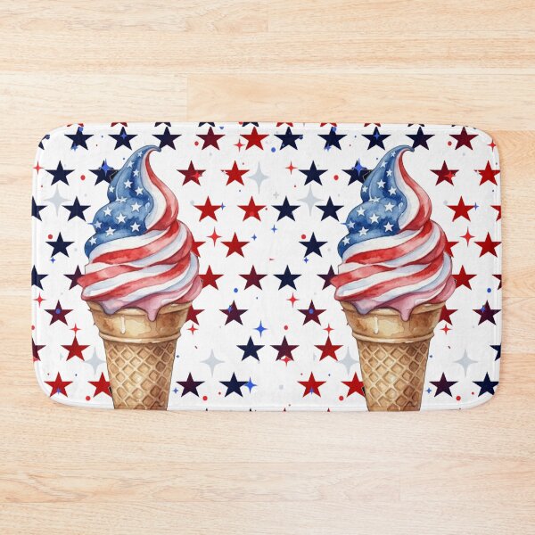 Item preview, Patriotic Ice Cream Cone USA Flag Watercolor Red White and Blue Stars 4th of July Summer designed and sold by VibranPalette.
