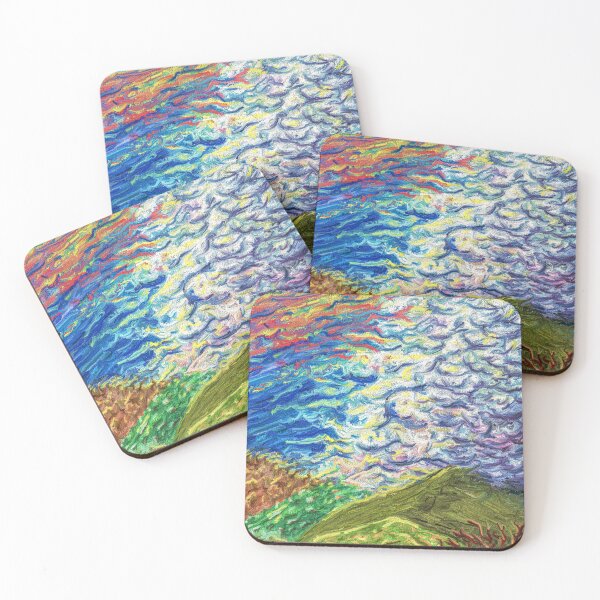 Item preview, Green Hills Textured Sky Landscape Painting Nature Art Canvas designed and sold by Keltoi-art.