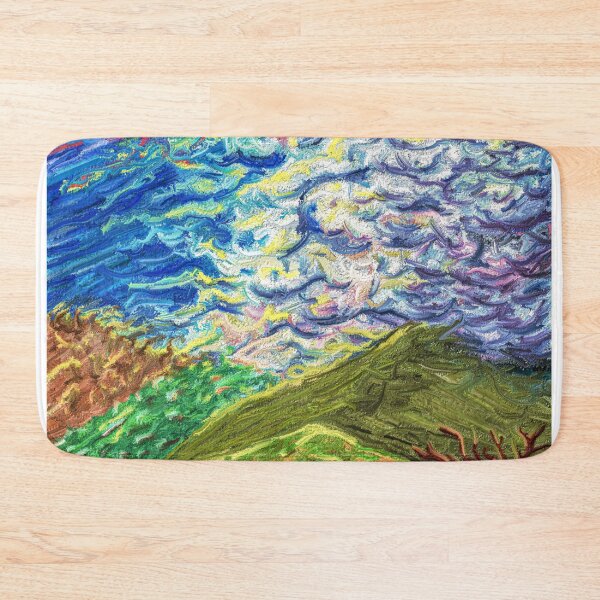 Item preview, Green Hills Textured Sky Landscape Painting Nature Art Canvas designed and sold by Keltoi-art.