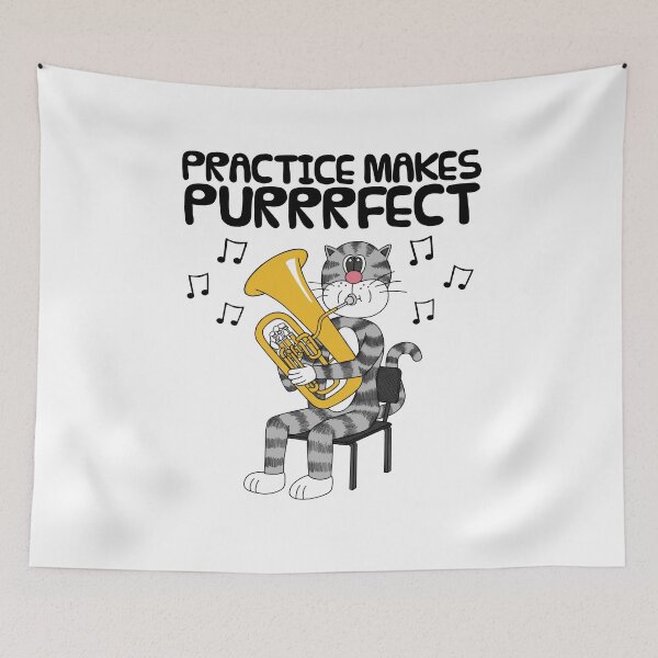 Item preview, Cat Playing Euphonium, Practice Makes Purrrfect, Euphoniumist Musician designed and sold by doodlerob.