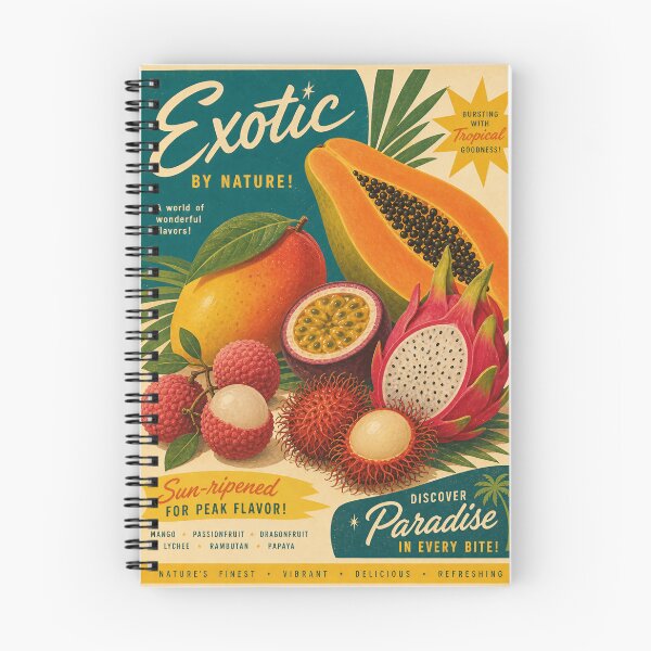 Item preview, Tropical Retro Fruit — Mid‑Century Exotic Fruit Print designed and sold by Jandedan.