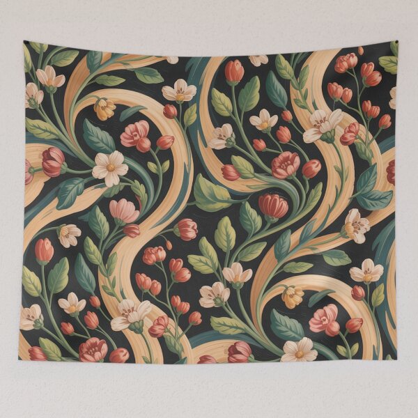 Item preview, Ornate Floral Vine Pattern | Dark Moody Flower Seamless Repeat designed and sold by Midnight Veil Designs.