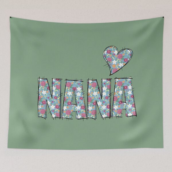 Item preview, Nana Grandma Patchwork Floral Stitch Pattern green background  designed and sold by missmann.