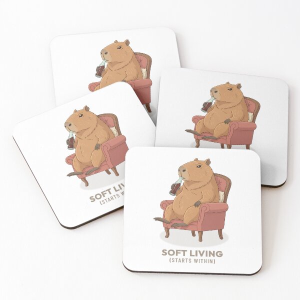 Item preview, Capybara Drinking Soda Vintage Aesthetic Illustration designed and sold by COZY VINTAGE animal.
