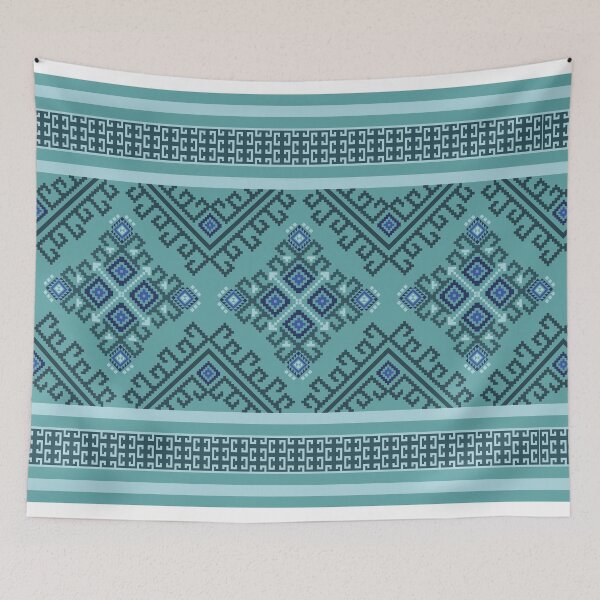 Item preview, Blue Ethnic Tribal Seamless Border Pattern designed and sold by PowerAntShop.