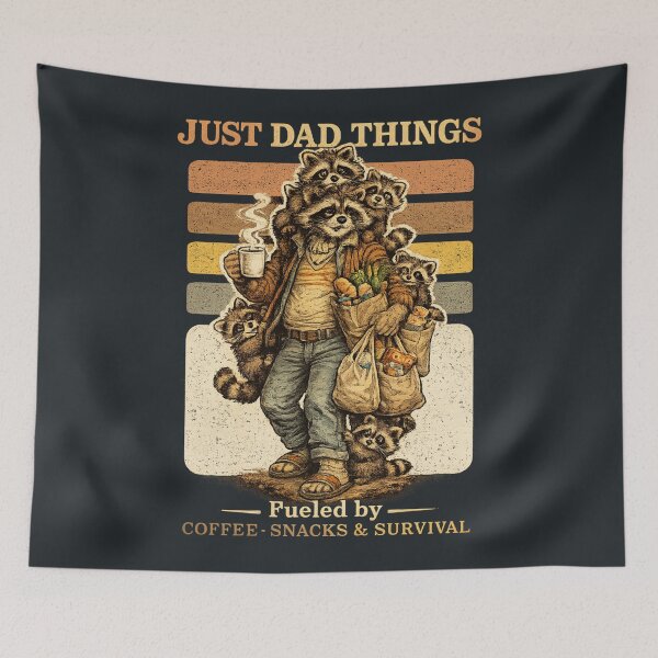 Item preview, Just Dad Things Funny Raccoon Dad Vintage Trash Panda Fatherhood Retro Shirt designed and sold by HOUSE OF TIST.