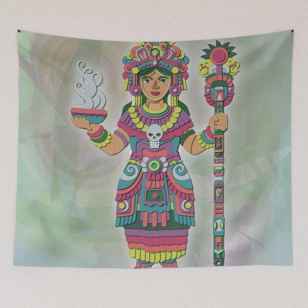Item preview, Aztec Mayan Priestess Sun Goddess Colorful Vector Art designed and sold by Keltoi-art.