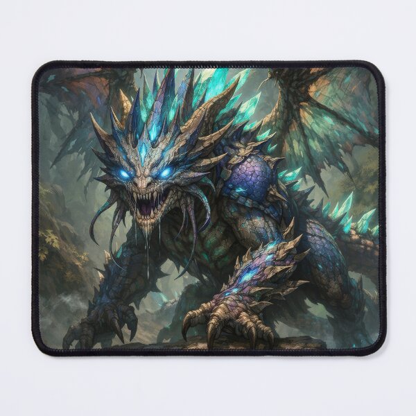 Item preview, Fantastic ice crystal dragon standing in an ancient forest designed and sold by elopezstock.