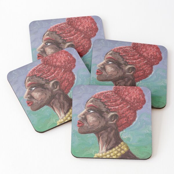 Item preview, African Queen Red Hair Portrait Textured Art Painting designed and sold by Keltoi-art.