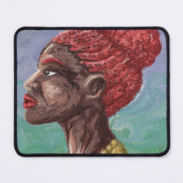 Item preview, African Queen Red Hair Portrait Textured Art Painting designed and sold by Keltoi-art.