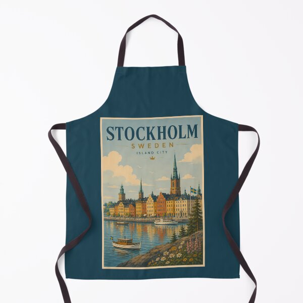 Item preview, Stockholm Sweden Skyline Illustration Travel Art Vintage designed and sold by KrisSidDesigns.