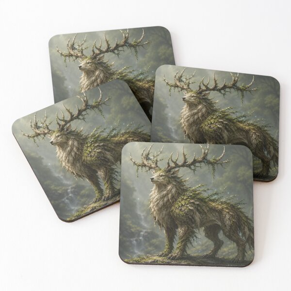 Item preview, Forest spirit creature standing on a rock looking to the right. designed and sold by elopezstock.