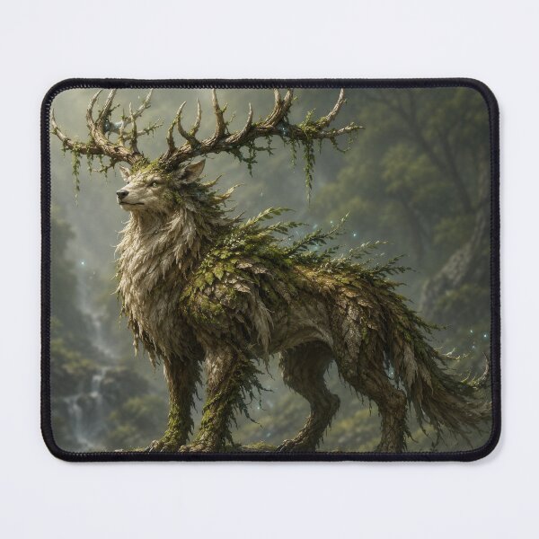 Item preview, Forest spirit creature standing on a rock looking to the right. designed and sold by elopezstock.
