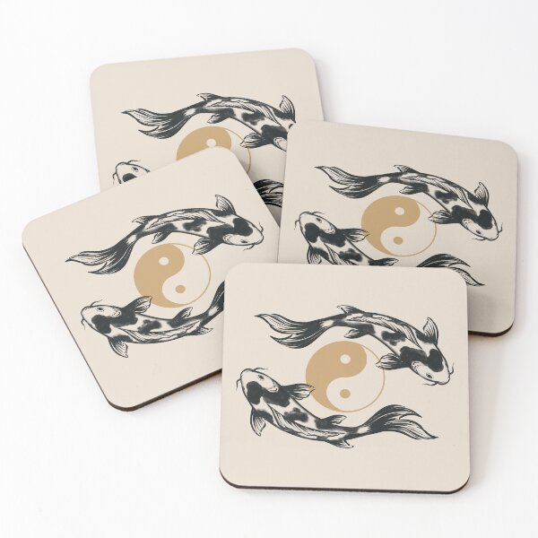Item preview, Yin Yang Koi Fish Japanese Art – Black and Gold Zen Balance Design designed and sold by MonNoir.