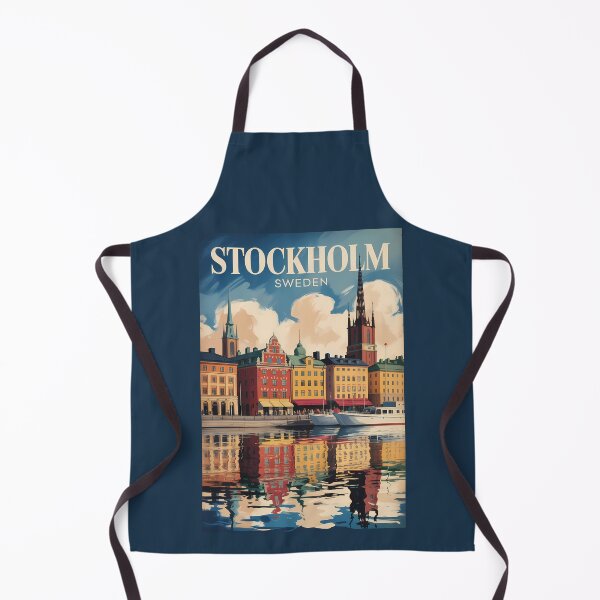Item preview, Stockholm Sweden Waterfront Illustration Travel Art Vintage designed and sold by KrisSidDesigns.