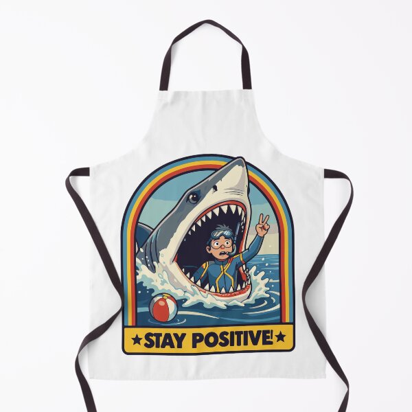 Item preview, Stay Positive Funny Shark Attack Retro Art designed and sold by FlatInkStudio.