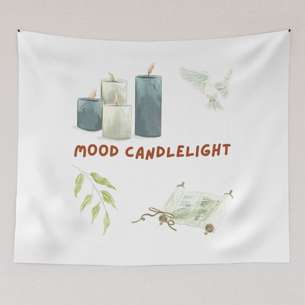 Item preview, Mood Candlelight Watercolor Candles Dove Aesthetic Art Print designed and sold by ravenRM.